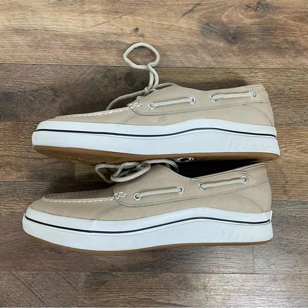 Sperry Men's Top Sider Beige Leather Boat Shoes Size 10.5